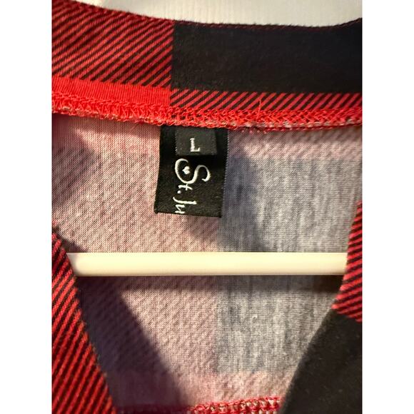 St. Jubileens Women 3/4 Sleeve Plaid Shirt Size L - Picture 3 of 5